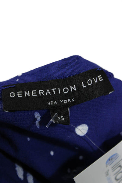 Generation Love Women Basic Jersey Blue Cotton Round Neck Tank Size XS