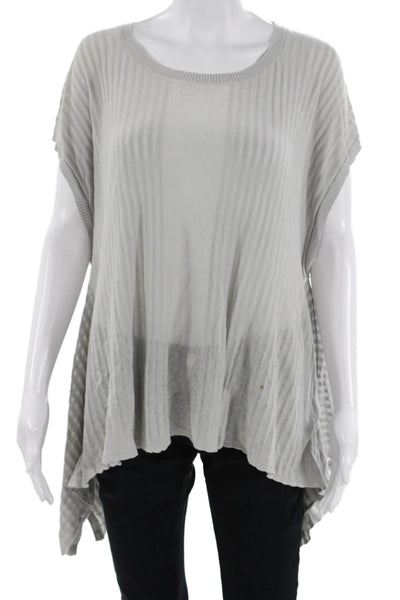 Shae Womens Gray Striped Cotton Tunic Sweater Crew Neck Bohemian Size M