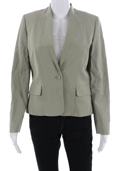 Worth Womens Wool Long Sleeve One-Button Long Sleeve Blazer Green Size 2