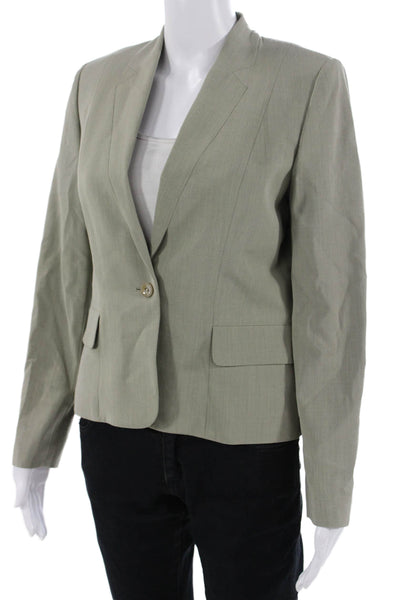 Worth Womens Wool Long Sleeve One-Button Long Sleeve Blazer Green Size 2