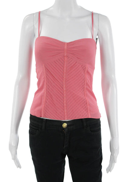 Elie Tahari Women Pink Cotton Solid Spaghetti Strap Camisole Button Size XS