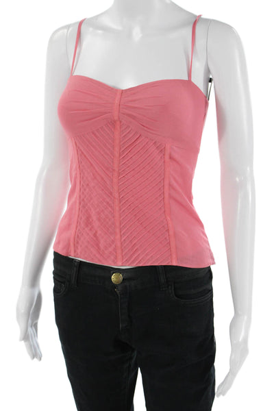 Elie Tahari Women Pink Cotton Solid Spaghetti Strap Camisole Button Size XS