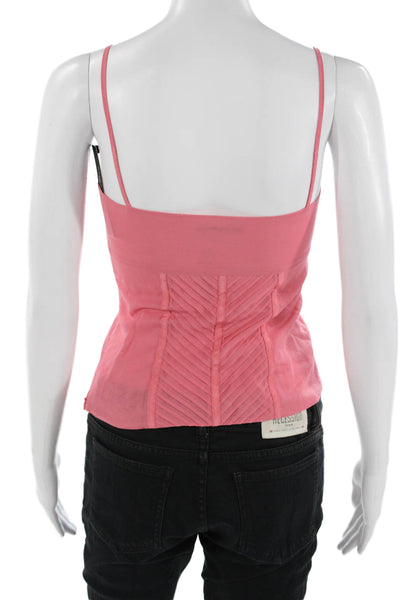 Elie Tahari Women Pink Cotton Solid Spaghetti Strap Camisole Button Size XS