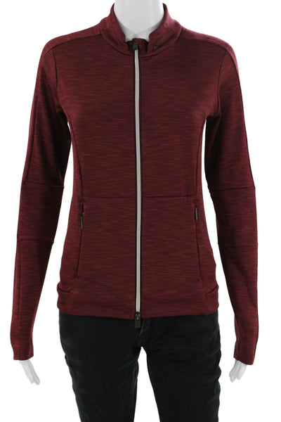 Kjus Women Windbreaker Jacket Red High Neck Zip Long Sleeve Size XS