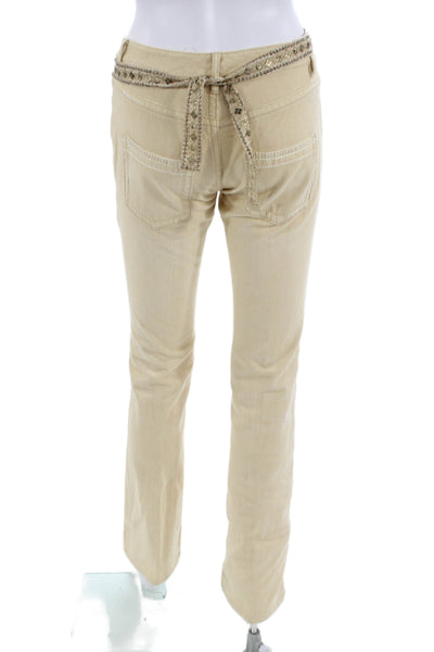 Elie Tahari Women Beige Chino Pants Low Rise 100% Cotton Inseam 32 Size 0