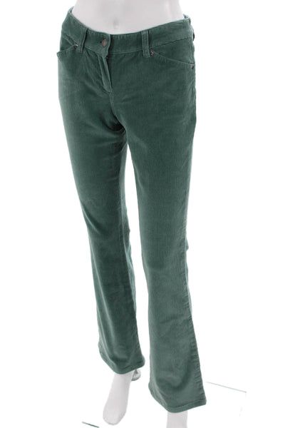 Elie Tahari Women Green Pants 98% Cotton 2% Spandex Button Inseam 32 Size 0