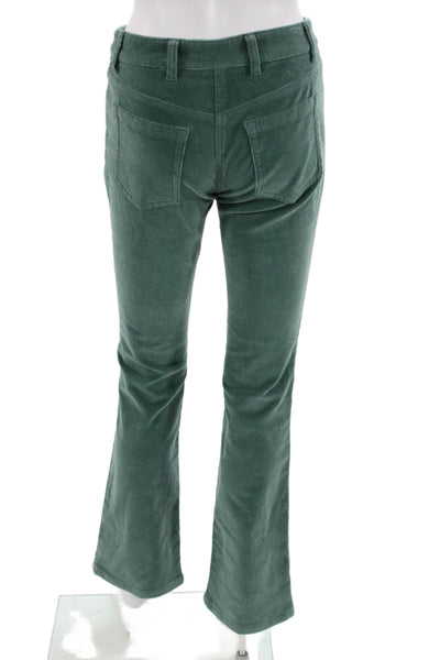 Elie Tahari Women Green Pants 98% Cotton 2% Spandex Button Inseam 32 Size 0