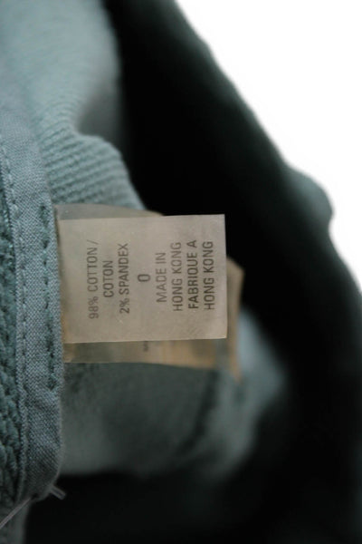 Elie Tahari Women Green Pants 98% Cotton 2% Spandex Button Inseam 32 Size 0