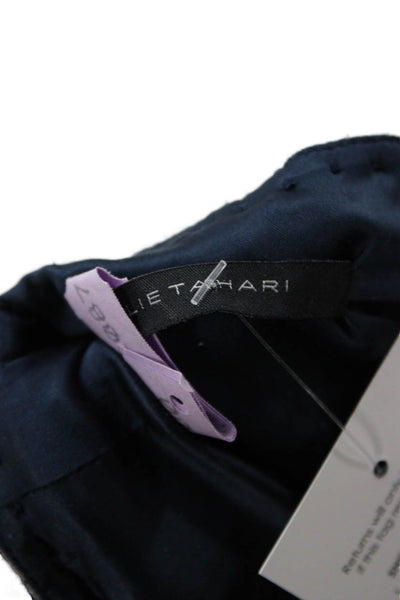 Elie Tahari Women A-Line Flare Floral Cotton Skirt Dark Blue Knee Length Size 0