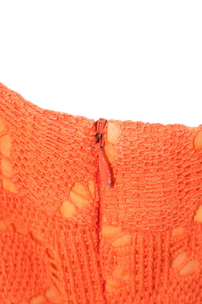 Trina Turk Women Orange Sleeveless Tunic Square Neck Geometric Cotton Size M