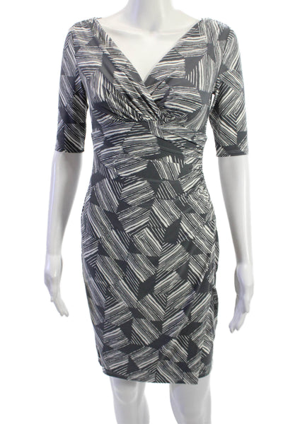 Lauren Ralph Lauren Women Sheath Dress Dark Gray 3/4 Sleeve V-Neck Size 0P
