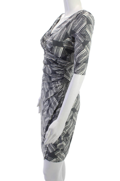 Lauren Ralph Lauren Women Sheath Dress Dark Gray 3/4 Sleeve V-Neck Size 0P