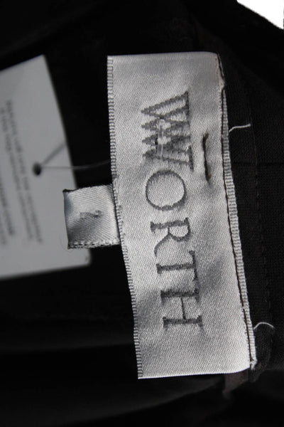Worth Womens Black Wool Blend Dress Pants Button Size 2
