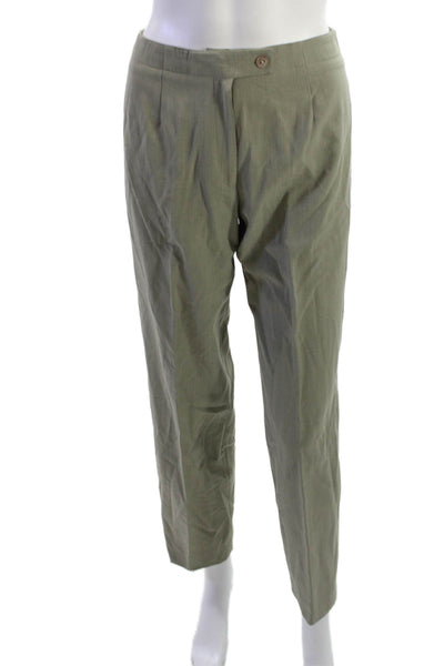 Worth Unisex Dress Pants Green Wool Rayon Button Size 0