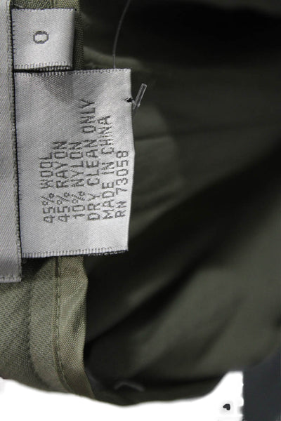 Worth Unisex Dress Pants Green Wool Rayon Button Size 0