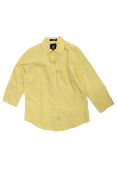 Faconnable Mens Cotton Collared Long Sleeve Button-Down Shirt Yellow Size S
