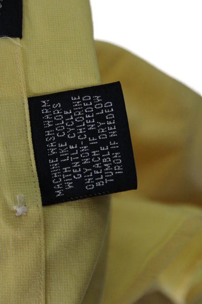 Faconnable Mens Cotton Collared Long Sleeve Button-Down Shirt Yellow Size S