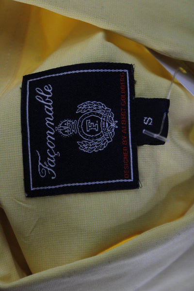 Faconnable Mens Cotton Collared Long Sleeve Button-Down Shirt Yellow Size S