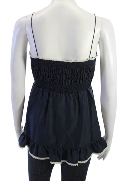 Paul & Joe Womens Dark Blue Silk Camisole Dress Micro Mini Square Neck Size 1