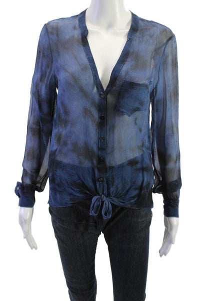 Red Haute Womens Bohemian Silk V-Neck Button Up Blouse Dolman Sleeve Size XS