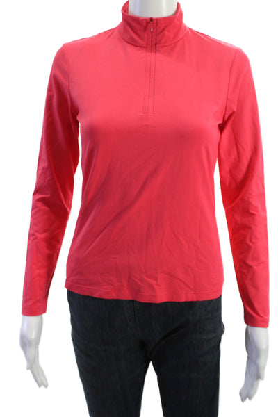 J. Mclaughlin Women Basic Red Mock Neck Zip Coat Long Sleeve Size XS