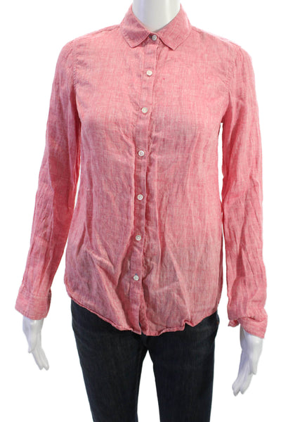 J. Mclaughlin Womens Pink 100% Linen Collared Button Up Dolman Sleeve Size 0