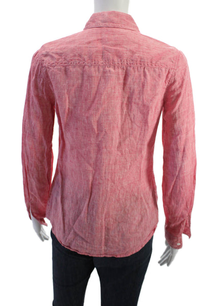 J. Mclaughlin Womens Pink 100% Linen Collared Button Up Dolman Sleeve Size 0