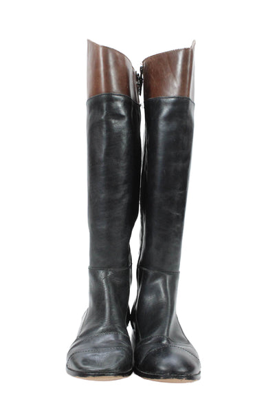 Wythe NY Womens Side Zip Block Heel Knee High Boots Black Leather Size 38.5