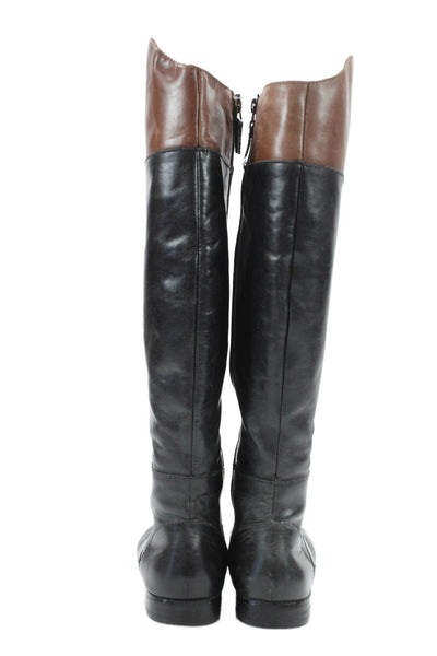 Wythe NY Womens Side Zip Block Heel Knee High Boots Black Leather Size 38.5