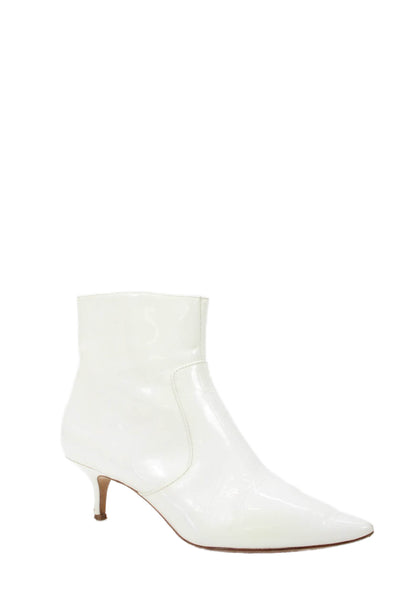 Bettye Muller Womens Side Zip Stiletto Pointed Toe Booties White Size 8.5