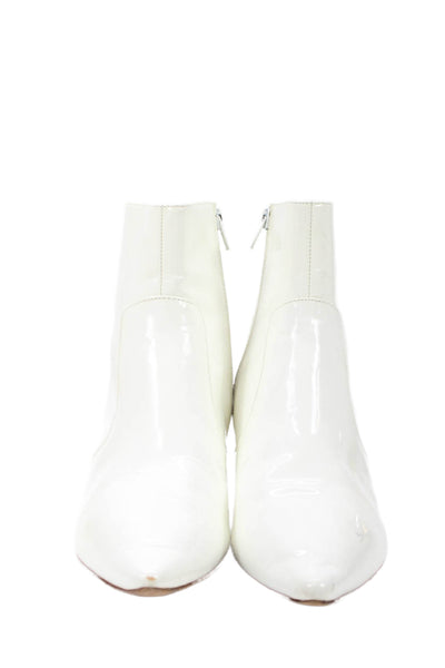 Bettye Muller Womens Side Zip Stiletto Pointed Toe Booties White Size 8.5