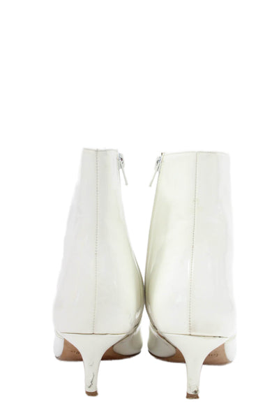Bettye Muller Womens Side Zip Stiletto Pointed Toe Booties White Size 8.5