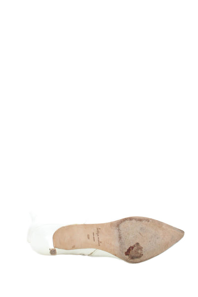 Bettye Muller Womens Side Zip Stiletto Pointed Toe Booties White Size 8.5