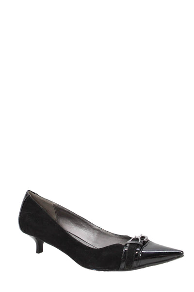 Adrienne Vittadini Womens Stiletto Pointed Toe Pumps Black Suede Size 8.5