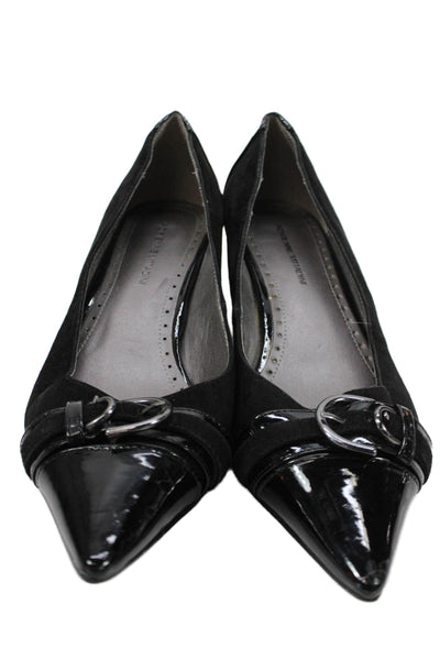 Adrienne Vittadini Womens Stiletto Pointed Toe Pumps Black Suede Size 8.5