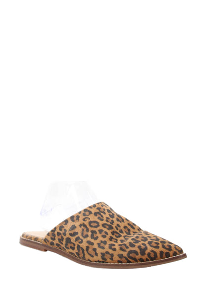 Seychelles Womens Slip On Leopard Printed Pointed Mules Brown Suede Size 8.5