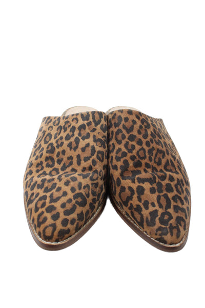 Seychelles Womens Slip On Leopard Printed Pointed Mules Brown Suede Size 8.5