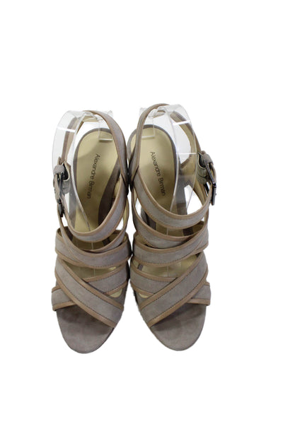 Alexandre Birman Womens Suede Strappy Wedge Sandals Light Grey Size 9