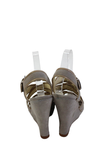 Alexandre Birman Womens Suede Strappy Wedge Sandals Light Grey Size 9