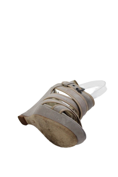 Alexandre Birman Womens Suede Strappy Wedge Sandals Light Grey Size 9