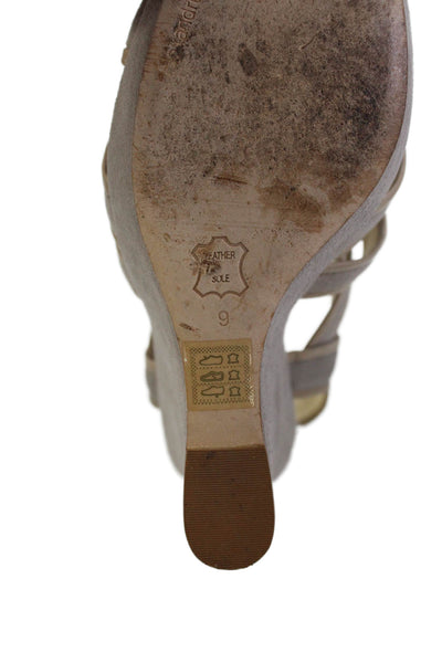 Alexandre Birman Womens Suede Strappy Wedge Sandals Light Grey Size 9