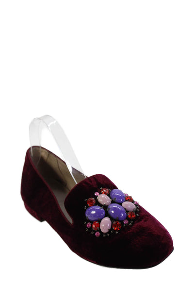 Donald J Pliner Womens Velvet Loafers Burgundy Size 8.5M
