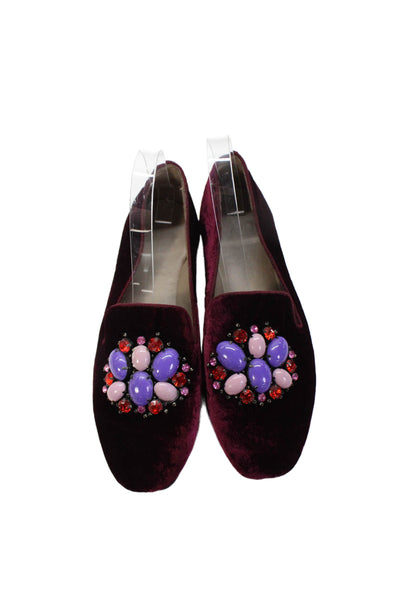 Donald J Pliner Womens Velvet Loafers Burgundy Size 8.5M