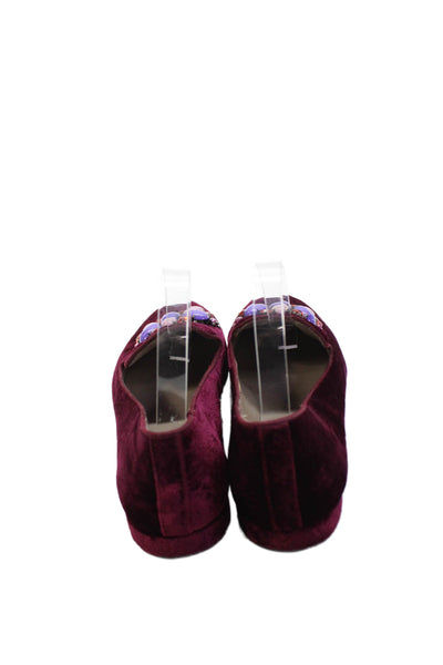 Donald J Pliner Womens Velvet Loafers Burgundy Size 8.5M