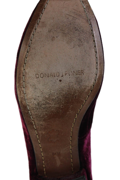 Donald J Pliner Womens Velvet Loafers Burgundy Size 8.5M