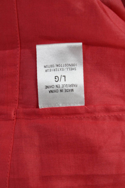 Theory Women Basic Pink Cotton Short Sleeve Button Up Blouse Size L