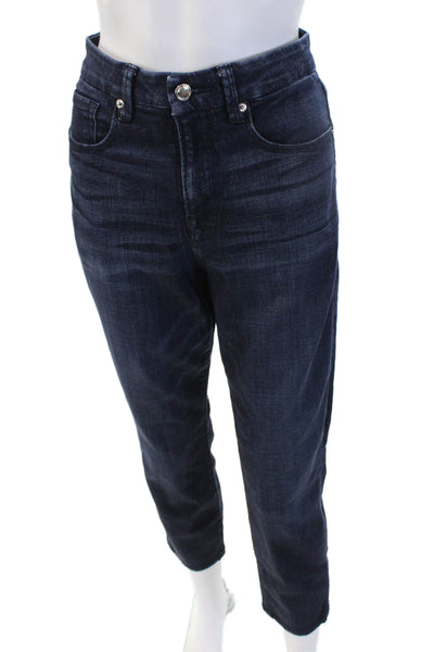 Good American Womens Cropped Ankle Dark Blue Mid Rise Button Jeans Size 12
