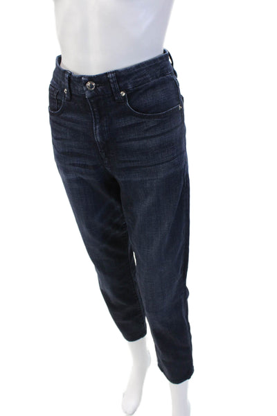 Good American Womens Cropped Ankle Dark Blue Mid Rise Button Jeans Size 12