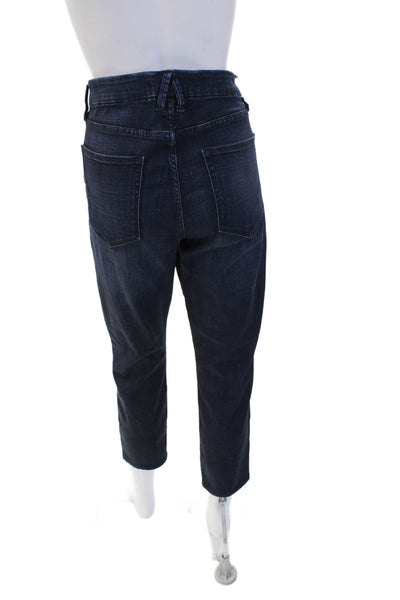 Good American Womens Cropped Ankle Dark Blue Mid Rise Button Jeans Size 12