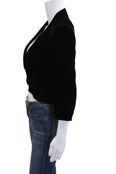 BCBGMAXAZRIA Women Designer Black V-Neck Button 3/4 Sleeve Blazer Size 2XS